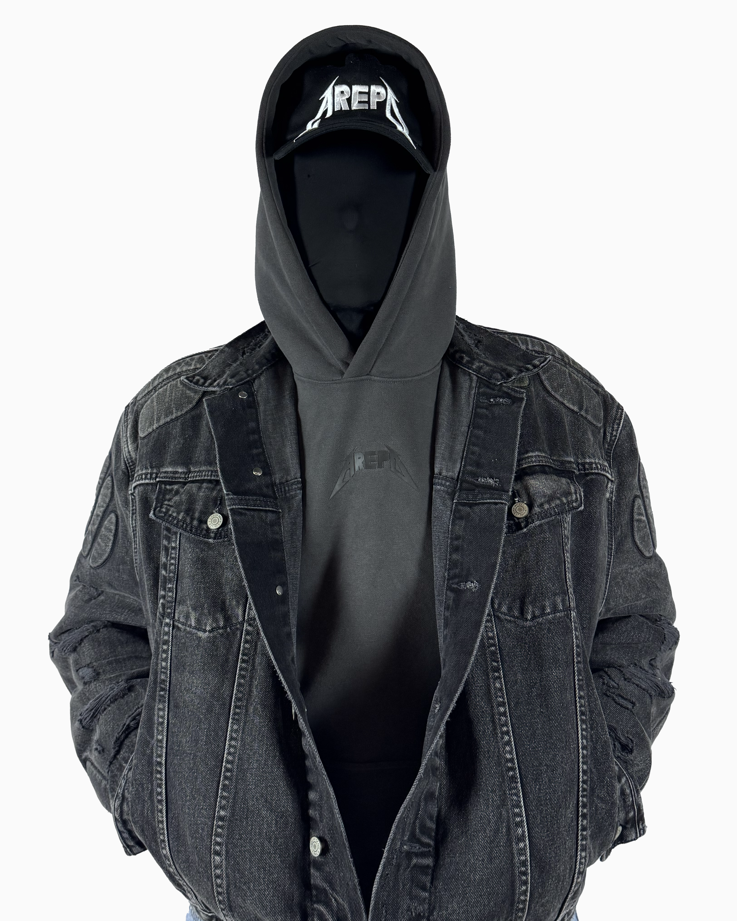 YGEBB BLACK PADDED DENIM JACKET